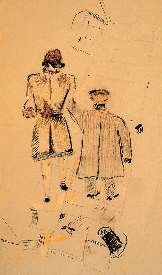 Т. Липавская и Л. Липавский. Рисунок Д. Хармса, 1930-е гг.