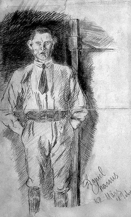 Даниил Хармс. Автопортрет, 12 марта 1924 г.