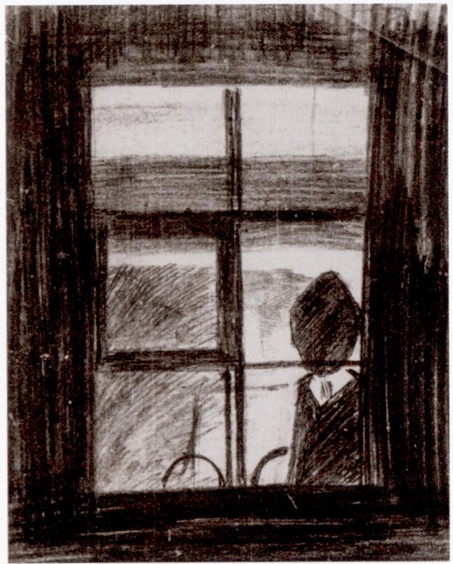Автопортрет у окна. Рисунок Д. Хармса. 20 мая 1933 г